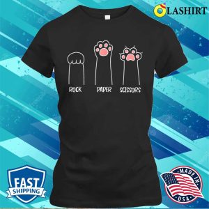 Rock Paper Scissors Hand Game Cute Paw Funny Cat T shirt 2