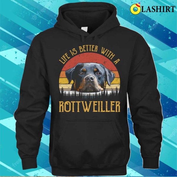 Rottweiler Dog T-shirt, Vintage Life Is Better With A Rottweiler T-shirt