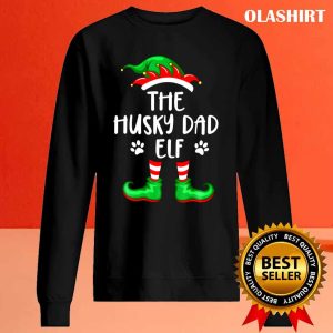 Siberian Husky Dad Dog Elf Christmas Funny Matching T shirt 2