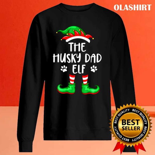 Siberian Husky Dad Dog Elf Christmas Funny Matching T-shirt