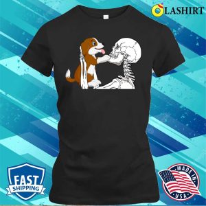 Skeleton Holding A Dog Halloween Dog Lover T shirt 2