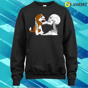 Skeleton Holding A Dog Halloween Dog Lover T shirt 4