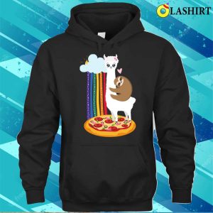 Sloth Riding Llama T shirt Sloth Riding On Llama Pizza Alpaca Rainbow Children Kids T shirt 3