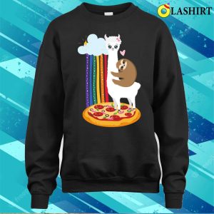 Sloth Riding Llama T shirt Sloth Riding On Llama Pizza Alpaca Rainbow Children Kids T shirt 4