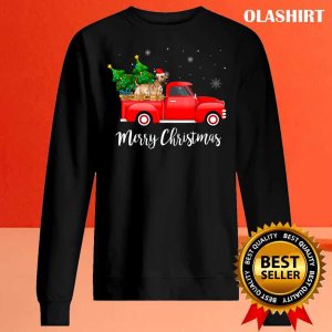 Soft Coated Wheaten Terrier Dog Riding Red Truck Christmas T shirt 3