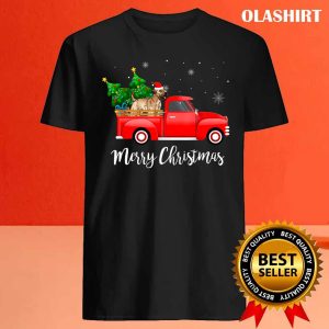 Soft Coated Wheaten Terrier Dog Riding Red Truck Christmas T shirt 4