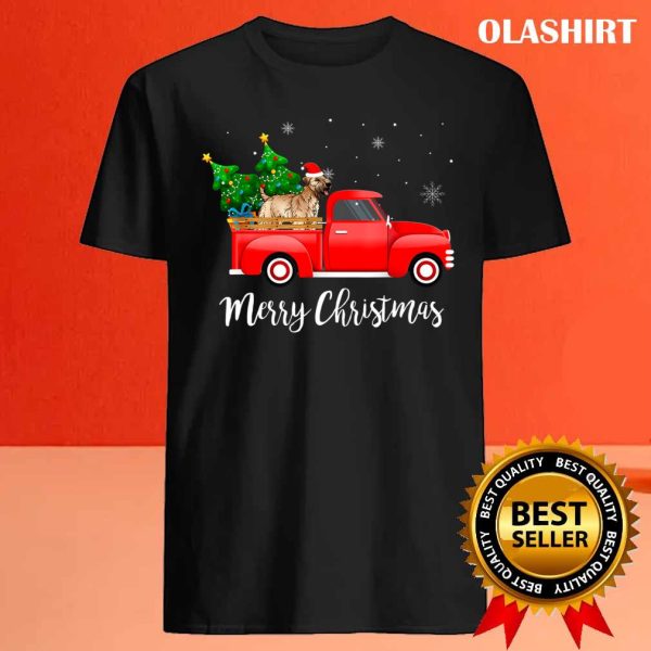 Soft Coated Wheaten Terrier Dog Riding Red Truck Christmas T-shirt