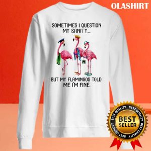 Sometime I Question My Sanity But My Flamingos Told Me Im Fine T shirt 2