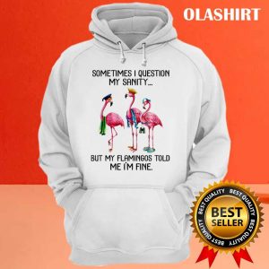 Sometime I Question My Sanity But My Flamingos Told Me Im Fine T shirt 3