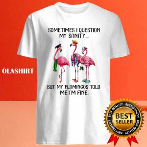 Sometime I Question My Sanity But My Flamingos Told Me Im Fine T shirt 4