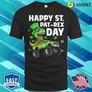 St Paddys Day T-shirt, Kids Happy St Patrex Day St Patricks Day Dinosaur Monster Truck T-shirt