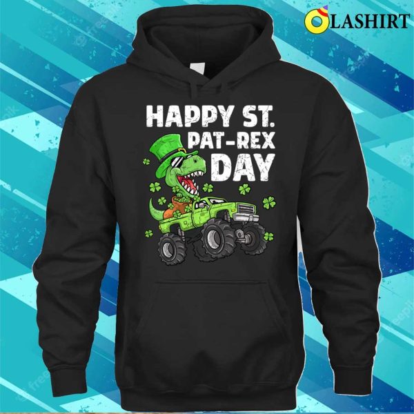 St Paddys Day T-shirt, Kids Happy St Patrex Day St Patricks Day Dinosaur Monster Truck T-shirt