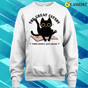 The Great Cats By Black Cat On Open Book Literary Delight T shirt 4