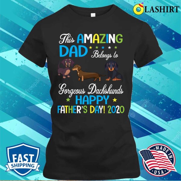 This Amazing Dad Belongs To Gorgeous Dachshunds Dogs Daddy T-shirt