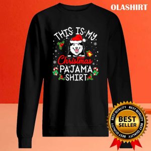 This Is My Christmas Pajama Funny Dog Santa Hat T shirt 2