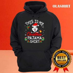 This Is My Christmas Pajama Funny Dog Santa Hat T shirt 3