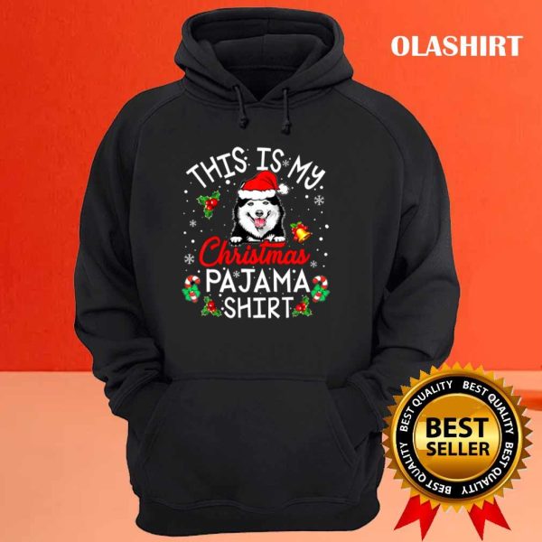 This Is My Christmas Pajama Funny Dog Santa Hat T-shirt