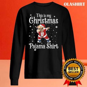 This Is My Christmas Pajama Shirt Dabbing Dog Santa Hat Christmas T shirt 2