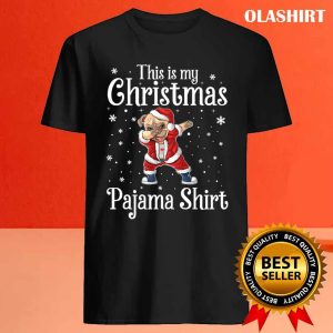 This Is My Christmas Pajama Shirt Dabbing Dog Santa Hat Christmas T shirt 4