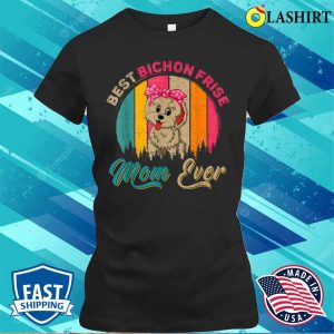 Vintage Retro Best Bichon Frise Mom Ever Cute Dog Bow Tie T shirt 2