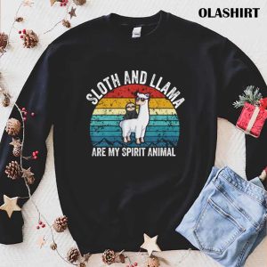 Vintage Sloth And Llama Are My Spirit Animal Funny Shirt