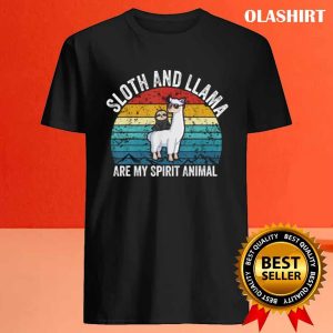 Vintage Sloth And Llama Are My Spirit Animal Funny Shirt 4