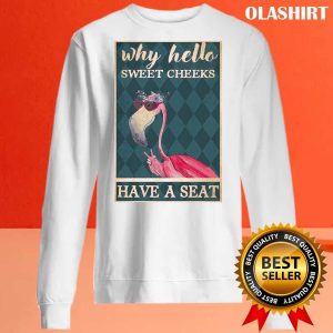 Why Hello Sweet Cheeks Have A Seat Flamingo Shirt 2