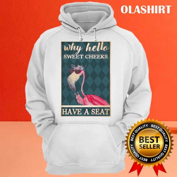 Why Hello Sweet Cheeks Have A Seat Flamingo Shirt