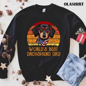 Worlds Best Dachshund Dad Vintage Dog T shirt 1