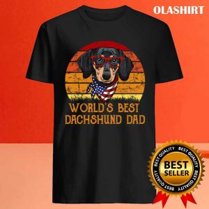 Worlds Best Dachshund Dad Vintage Dog T shirt 4