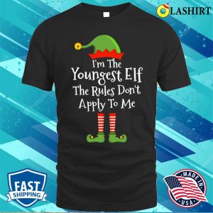 Youngest Elf Rules Dont Apply Christmas Matching Family Shirt 1