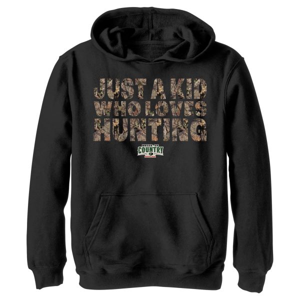 Boy_s Mossy Oak Just a Kid Who Loves Hunting Pull Over Hoodie