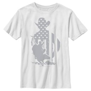 Boy_s Professional Bull Riders Gray Patriotic Silhouette T-Shirt