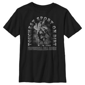 Boy_s Professional Bull Riders Toughest Sport on Dirt Black and White T-Shirt