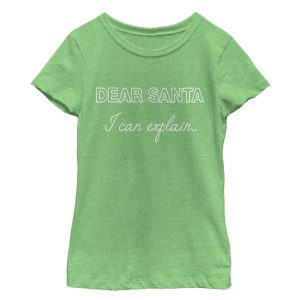 Girl_s CHIN UP Christmas Dear Santa I Can Explain T-Shirt