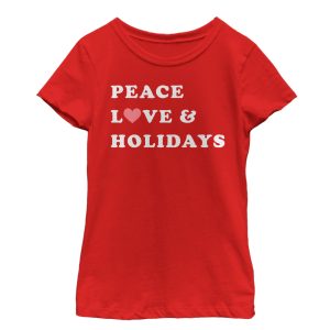 Girl_s CHIN UP Christmas Peace & Love T-Shirt