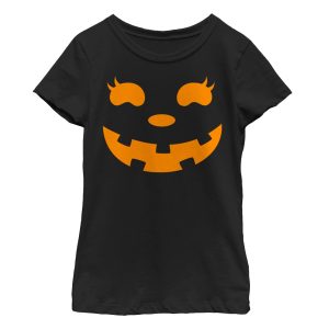 Girl_s CHIN UP Halloween Jack o_ Lantern Face T-Shirt