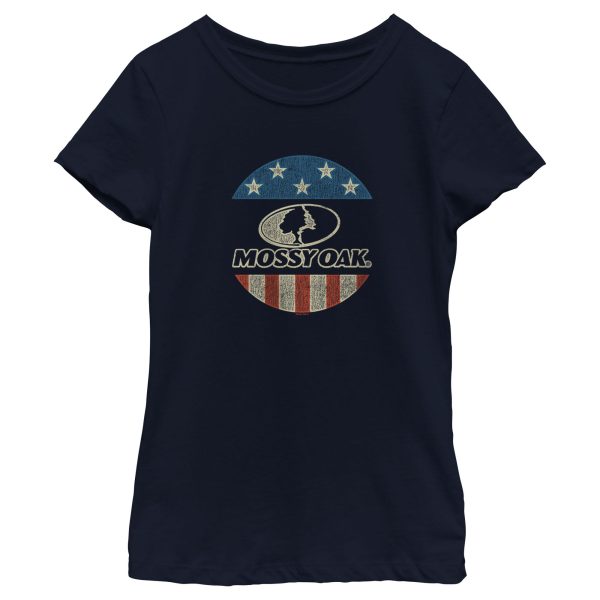 Girl_s Mossy Oak American Flag Circle Logo T-Shirt