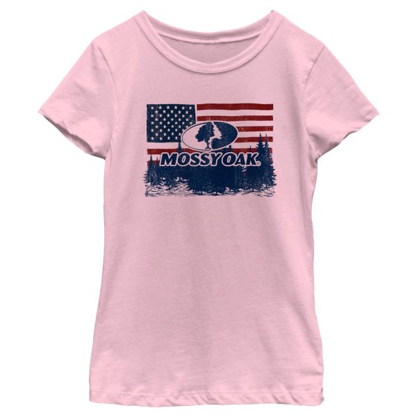 Girl_s Mossy Oak American Flag Landscape Logo T-Shirt