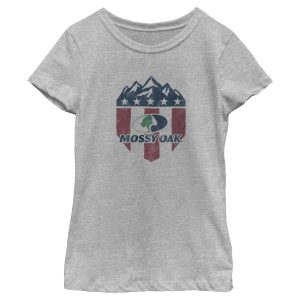 Girl_s Mossy Oak American Flag Shield Logo T-Shirt