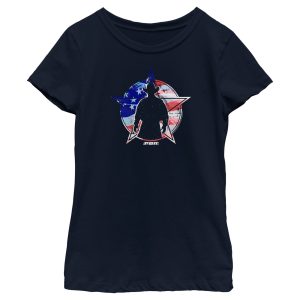 Girl_s Professional Bull Riders American Flag Cowboy Silhouette T-Shirt