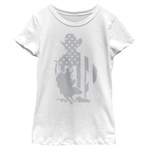 Girl_s Professional Bull Riders Gray Patriotic Silhouette T-Shirt