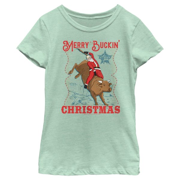 Girl_s Professional Bull Riders Merry Buckin_ Christmas T-Shirt