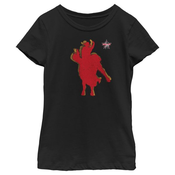 Girl_s Professional Bull Riders Red Cowboy Silhouette T-Shirt