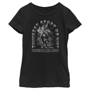 Girl_s Professional Bull Riders Toughest Sport on Dirt Black and White T-Shirt