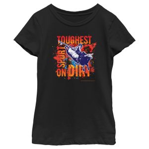 Girl_s Professional Bull Riders Toughest Sport on Dirt Paint Splatter T-Shirt