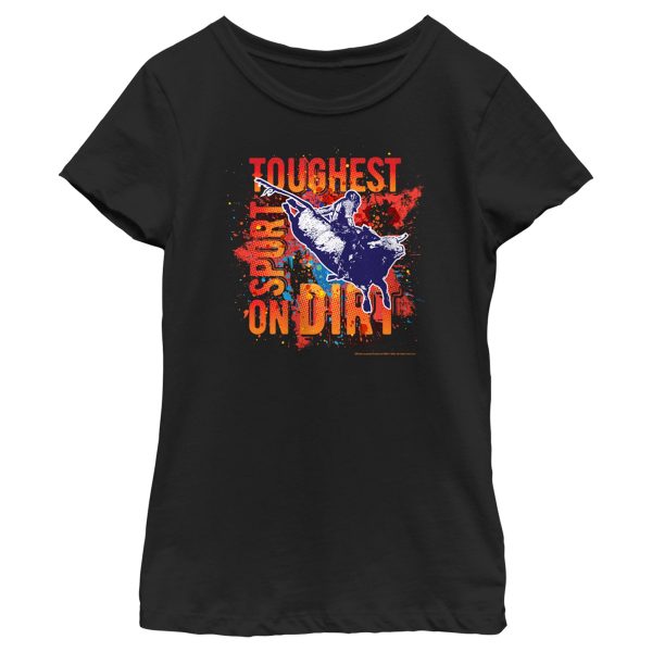 Girl_s Professional Bull Riders Toughest Sport on Dirt Paint Splatter T-Shirt