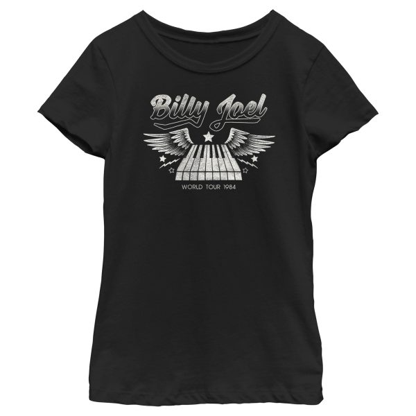 Girl’s Billy Joel World Tour 1984 Black and White T-Shirt