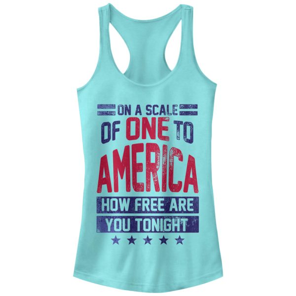 Junior_s CHIN UP 4th of July America How Free are You Tonight Racerback Tank Top