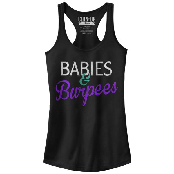 Junior_s CHIN UP Babies and Burpees Racerback Tank Top